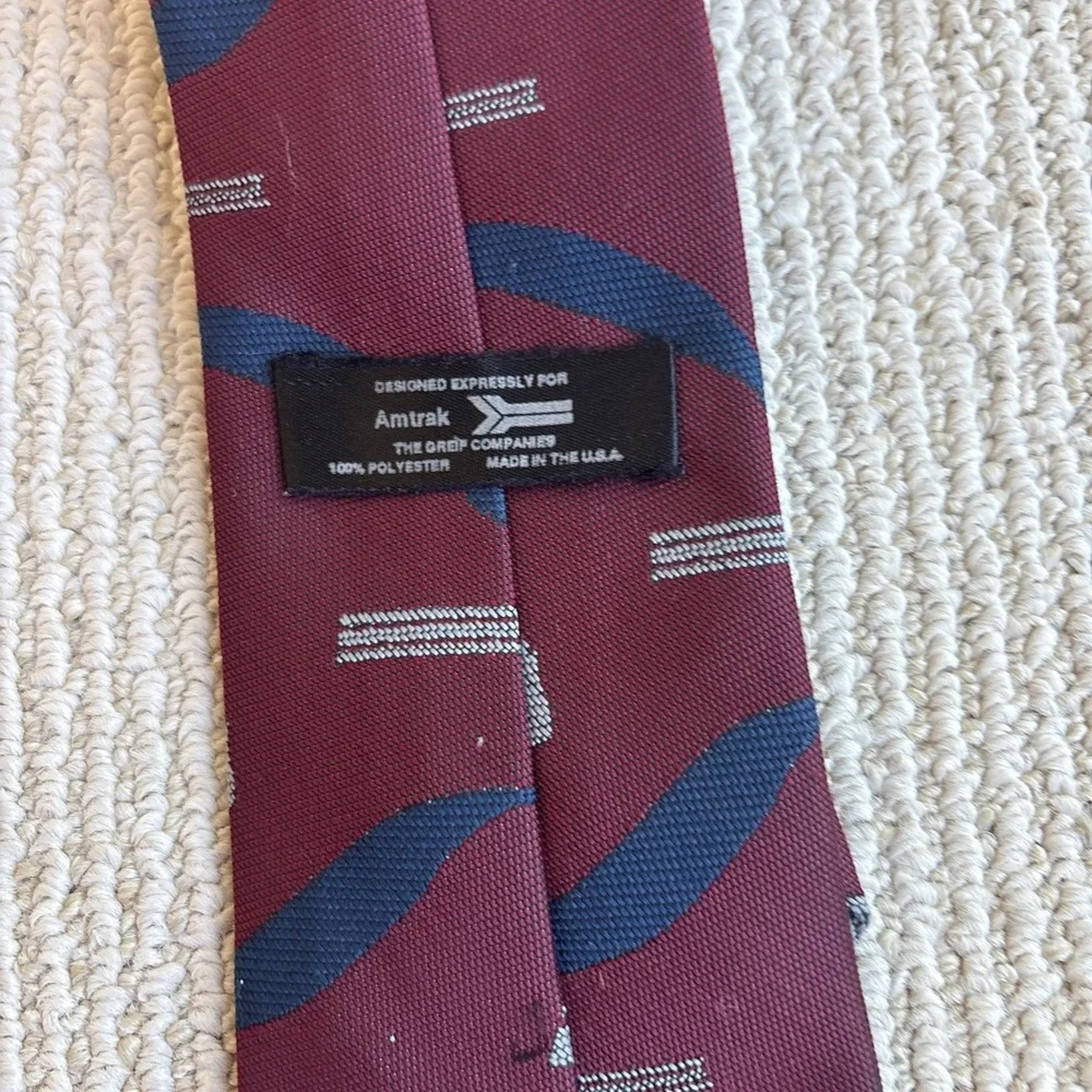Vintage Amtrak employee Conductor Uniform Necktie Red polyester train USA